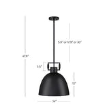 Nathan James Leigh Pendant Lighting, Hanging Ceiling Light Matte Black Metal