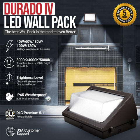 RuggedGrade 80W - Durado IV Series LED Wall Pack with Photocell + Motion Sens...