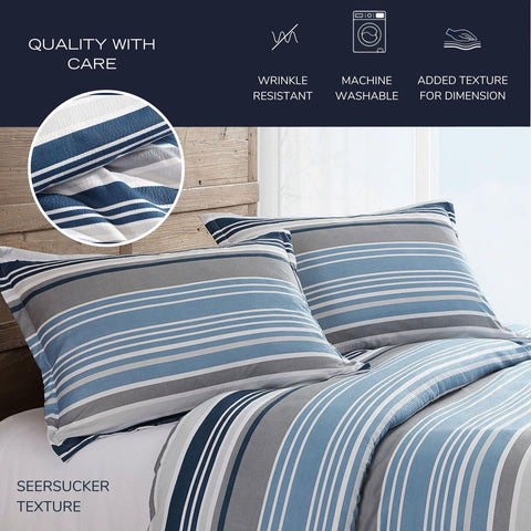 Nautica - Twin Comforter Set, Luxuriously Soft Seersucker Textured Bedding wi...