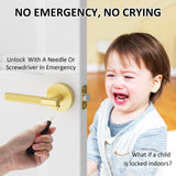 Asidrama 4 Pack Privacy Door Handles with Lock,Brushed Gold Door Handles Inte...