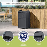 Suncast 33 Gallon Resin Outdoor Hideaway Patio Trash Can, Cyberspace Grey