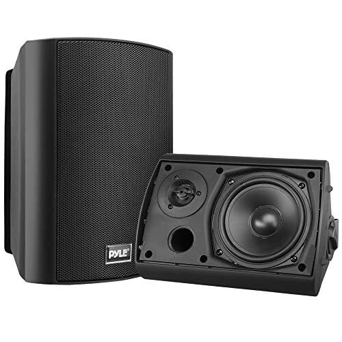 Pyle Waterproof Wall Mount Speaker System - 5.25 Inch Active + in, Black