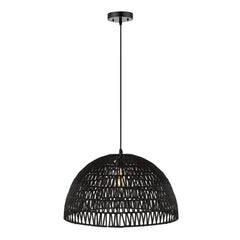 JONATHAN Y JYL6504C Campana 20" 1-Light Bohemian Modern Woven Rattan/Iron LED...