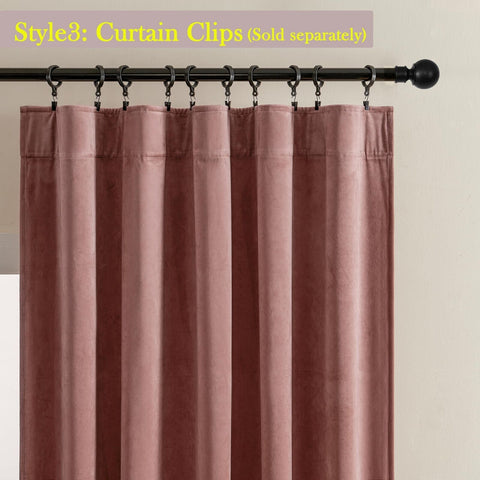 Timper Velvet Curtain Wild Rose - 120 inches Long Tall Curtains Luxurious Dec...