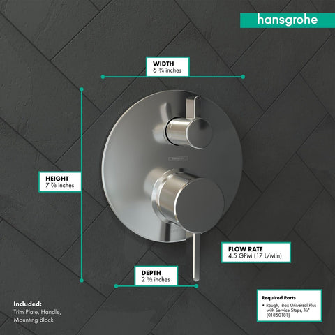 hansgrohe Ecostat Modern Premium Easy Control 2-Handle Pressure Balance Showe...