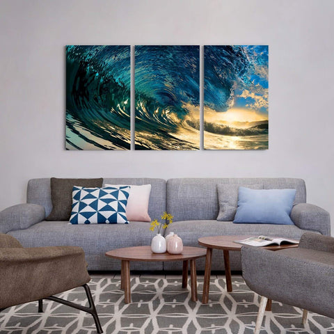 ARTISTIC PATH Rolling Sea Canvas Wall Art - Ocean Wave Pictures Painting Surf...