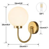 Gold Wall Sconces Modern LED Wall Lights 1 Lights Glass Globe Wall Sconce Lam...