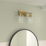 Jonsi Gold Bathroom Light Fixtures, 2 Light Brushed Gold Bathroom Vanity Ligh...