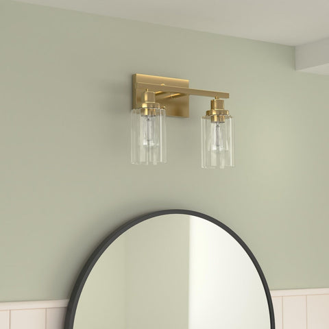 Jonsi Gold Bathroom Light Fixtures, 2 Light Brushed Gold Bathroom Vanity Ligh...