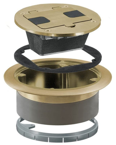 Bryant Electric RF406BP Floor Box Cover with 15A 125V Outlet Brass Plate