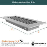 Cement Gray, 4x12, Premium Modern Aluminum Floor Grille, Heavy Duty Floor Gri...