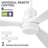 Obabala 52'' White Ceiling Fan with Lights Modern Ceiling Fan with Remote Con...