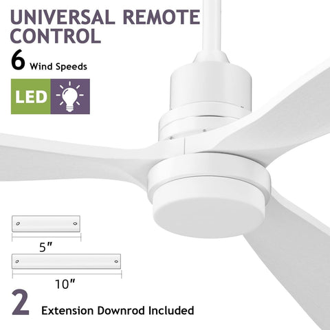 Obabala 52'' White Ceiling Fan with Lights Modern Ceiling Fan with Remote Con...