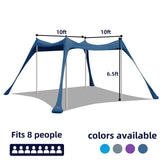 BOTINDO Family Beach Tent Canopy Sun Shade, Pop Up Grande Beach Tent Sun Shel...