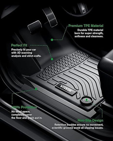VIWIK Floor Mats Fit for GMC Yukon 8 Seat 2021 2022 2023 2024, All Weather Cu...