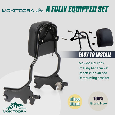 MoKitDora 16" Detachable Backrest Holdfast Sissy Bar for 2018-later Softail H...