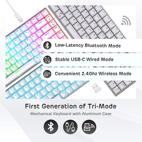 RK ROYAL KLUDGE RK84 Pro RGB 75% Triple Mode BT5.0/2.4G/USB-C Hot Swappable M...
