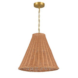 Creative Co-Op Rattan Taper Pendant Light, Natural 18" x 17"