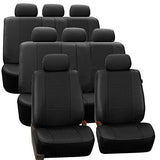 FH Group Three Row Car Seat Covers Deluxe Leatherette with 8 Headrests, Black