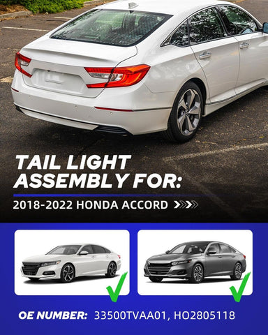 AUTOONE LED Honda Accord Tail Lights Compatible with 10th Gen 2018 2019 2020 ...