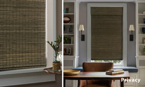 LazBlinds No Tools No Drill Cordless Bamboo Roman Shades, Privacy Window Trea...