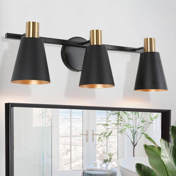 KSANA Modern Black Vanity Light, Farmhouse 3-Light Bathroom Lighting Fixture ...