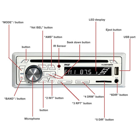 Pyle Marine Stereo Receiver Speaker Kit - In-Dash LCD Digital Console Built-i...