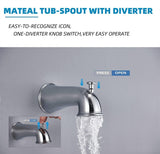 Tub Shower Faucet with Valve, High Pressure 3-way Water Diverter Chrome