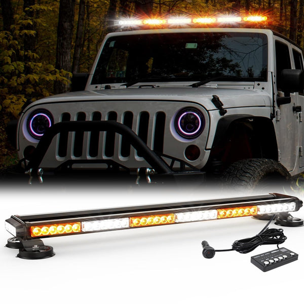 Amber White 38.5" LED Rooftop Strobe Lights Bar, Double Side Flashing Emergen...