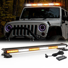 Amber White 38.5" LED Rooftop Strobe Lights Bar, Double Side Flashing Emergen...