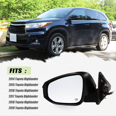 Left Driver side Mirror Fits 2014-2019 Toyota Highlander With Power Glass, He...