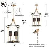 Durent Lighting Modern Chandelier Light Fixture, 4-Light Black and Gold Chand...