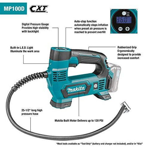 Makita MP100DZ 12V max CXT® Lithium-Ion Cordless Inflator, Tool Only, Factory