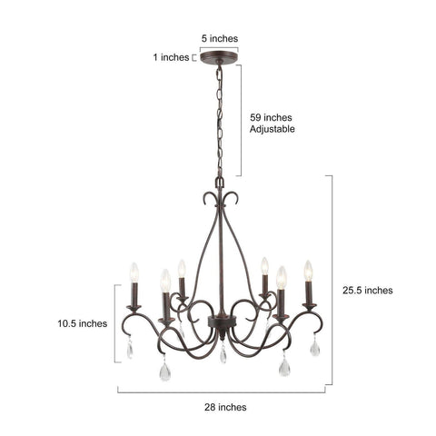 LALUZ Farmhouse Chandelier, 6-Light Rustic Dining Room Chandeliers Light Fixt...