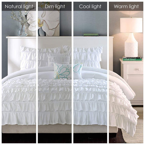 Intelligent Design Comforter Set Queen, Waterfall Multi Layers Ruffle Comfort...