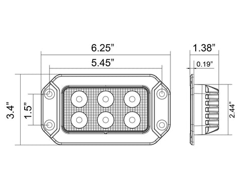 Buyers Products 6.5 Inch by 3.5 Inch Rectangular LED Clear Flood Light, Small