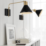 JONATHAN Y JYL1303B Max Swing Arm 1-Light Modern Midcentury Iron USB Charging...