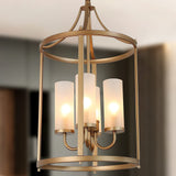 KSANA Modern Gold Chandelier, 4-Light Lantern Chandelier Light Fixture with F...