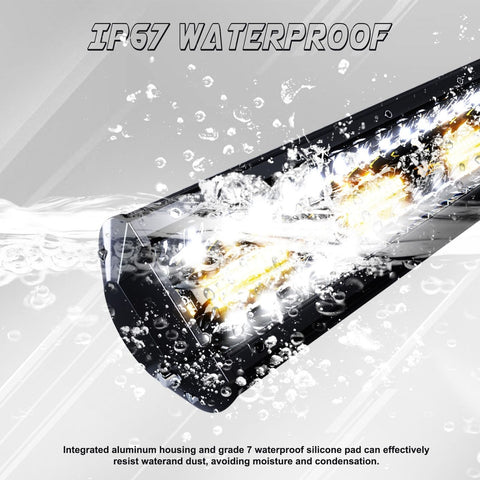 23 Inch 144W LED Light Bar White/Amber Flasing Strobe Light with Six Modes Dr...