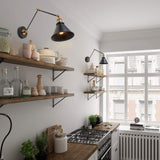 LNC Black Wall Sconces, Swing Arm Wall Lamp with Antique Brass Finish, Adjust...