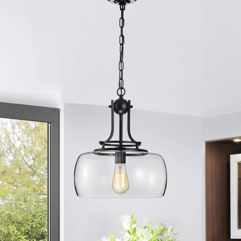 Warehouse of Tiffany HM153/1 Karha Single Light Matte Black Glass Shade Penda...