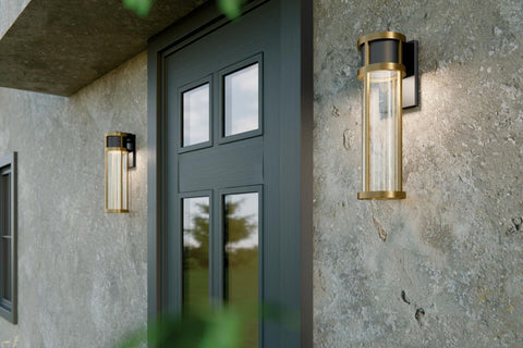 KICHLER Camillo LED Textured Black with Natural Brass Modern Outdoor Wall Lig...