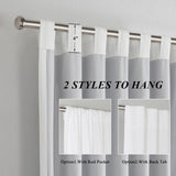 Central Park White Cotton Linen Full Blackout Curtain Farmhouse Window Treatm...