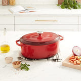 Lodge 7 Quart Enameled Cast Iron Dutch Oven with Lid – Dual 7 Quart, Red