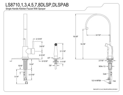 Kingston Brass LS8710DLSP Concord Kitchen Faucet, Matte Black