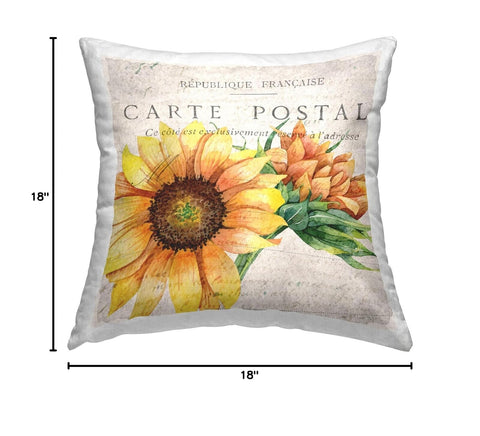 Stupell Industries Vintage French Words Sunflower Floral Calligraphy Design b...