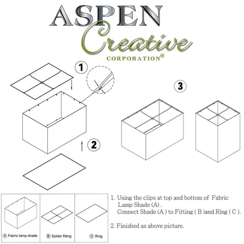 Aspen Creative 38752-2, Rectangle Collapsible Spider Lamp Shade, White, 11+17...