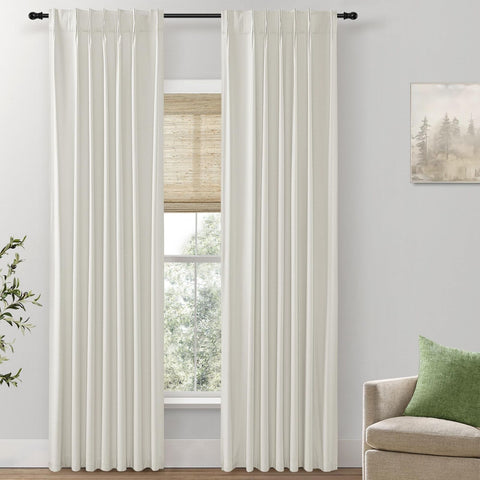 Pinch Pleated Curtains Blackout Curtains 96 Inches Long 2 Panels Set,Black Ou...