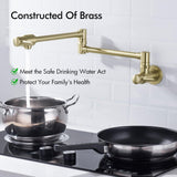 BAGNOLUX Brushed Gold Pot Filler Faucet, Traditional Double Handle Coffee Mac...