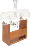 NutriChef Glass Whiskey Decanter with Glasses - 37oz Barrel Whiskey Carafe Al...